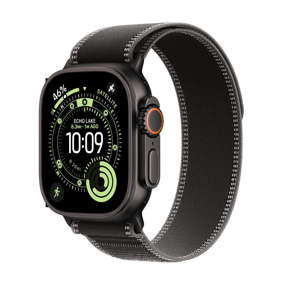 Apple Watch Ultra 3 [GPS + Cellular 49mm] Running & Multisport Smartwatch w/Rugged Titanium Case w/Black/Charcoal Trail Loop - M/L. Satellite Communications, Advanced Health & Fitness Tracking