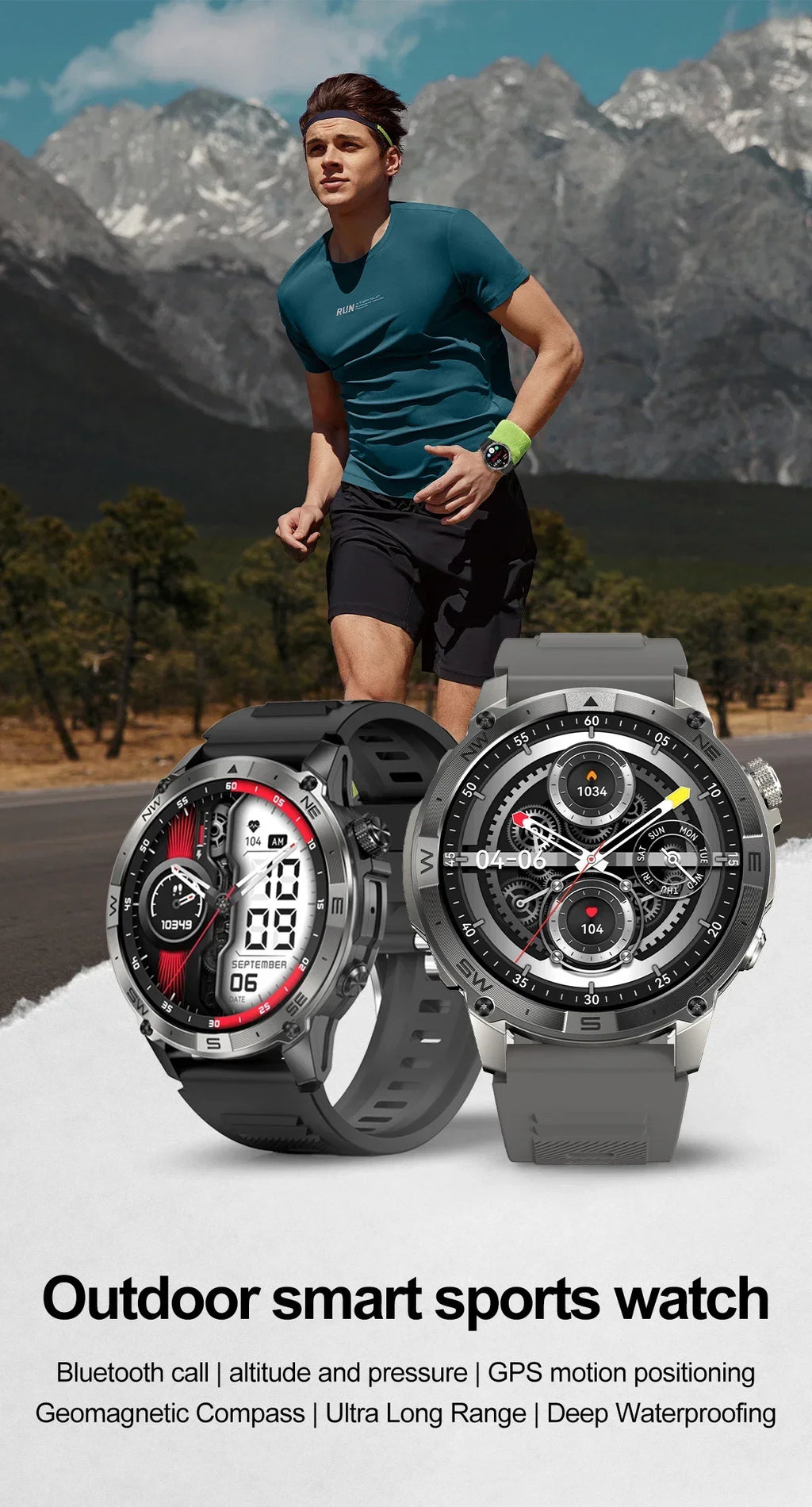 AMOLED Smart Watch - North Edge - GPS Smartwatch